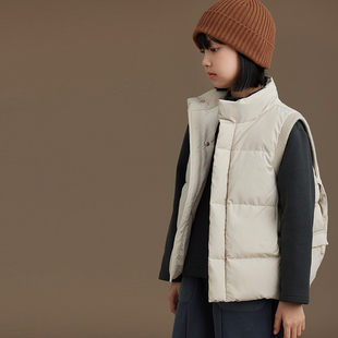 韩国童装儿童羽绒马甲简约高级感米色上衣男童女童羽绒服冬季保暖