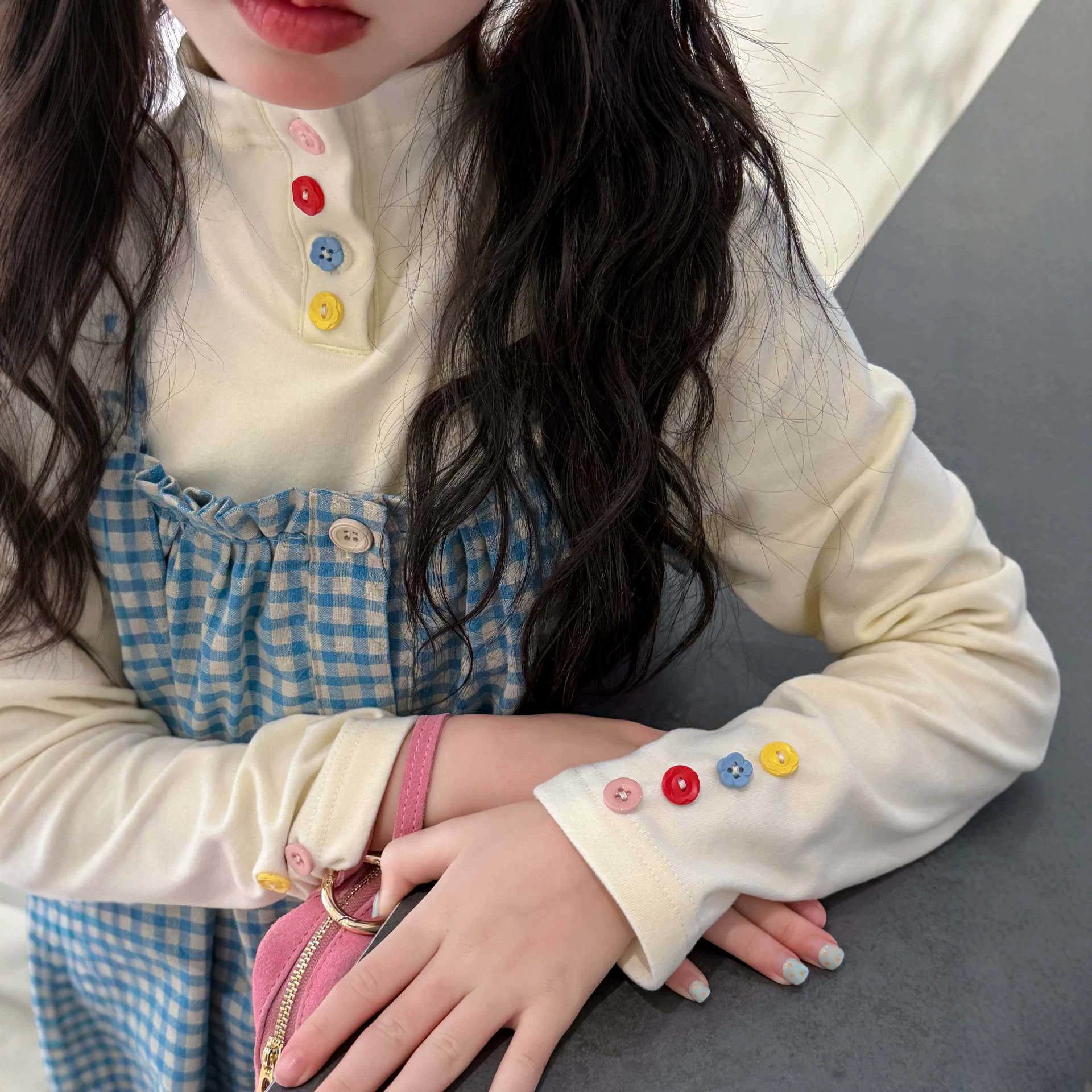 女童秋季高领长袖小清新打底衫