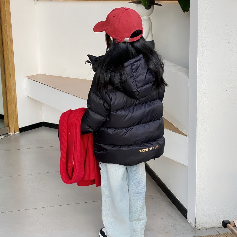 儿童羽绒服短款2025冬季新款加厚男童女童中大童连帽亲子装三防