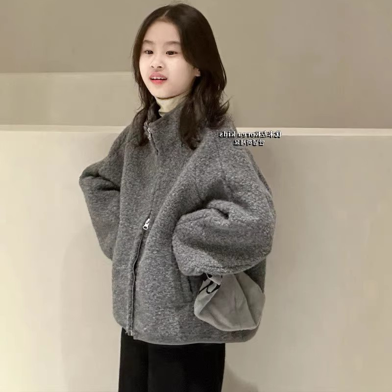 韩国童装女童外套2025秋冬季装儿童上衣男童时尚韩版羊羔毛夹克衫