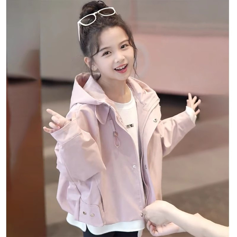 女童外套秋装2025新款洋气儿童网红夹克上衣女孩时髦春秋冲锋衣潮