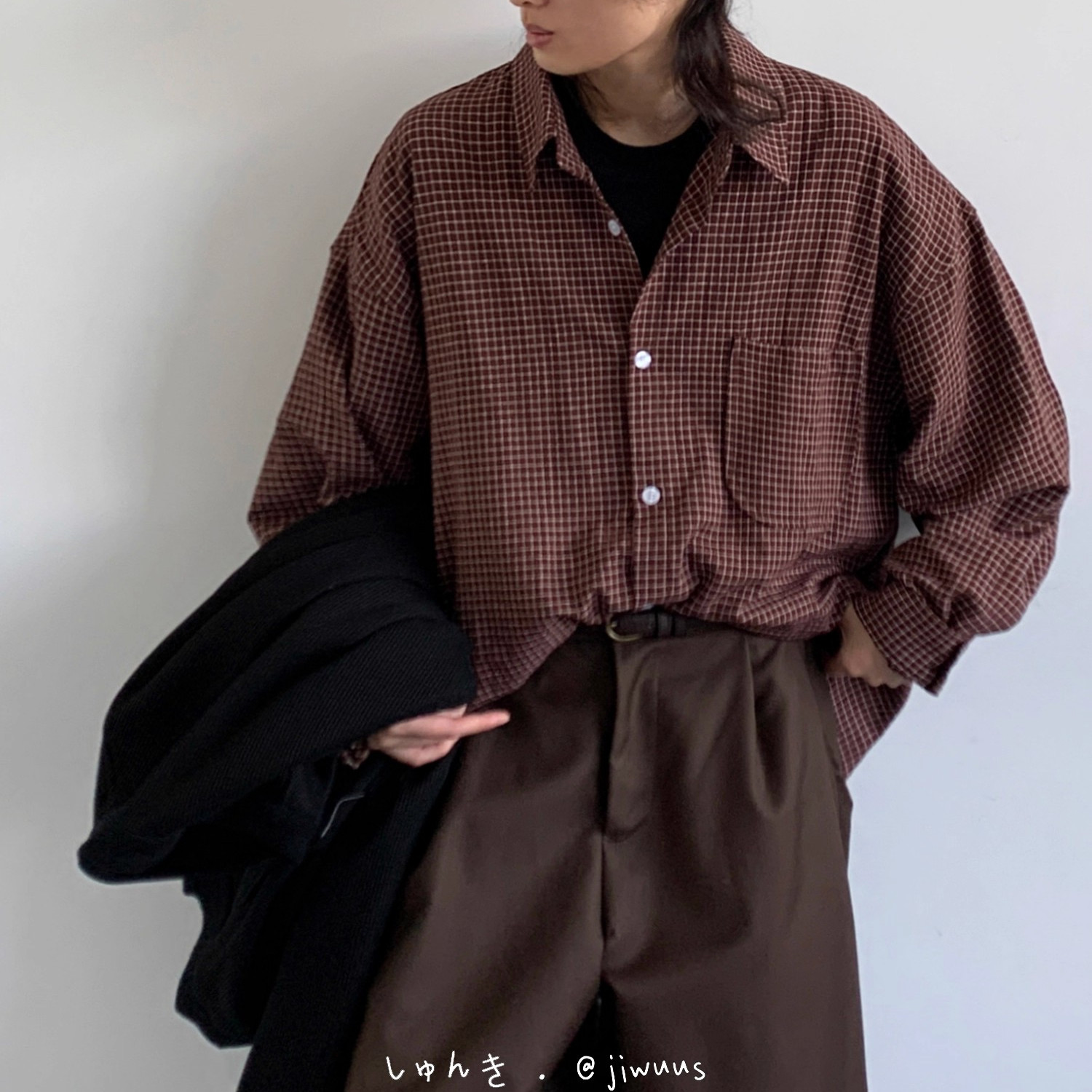 春秋潮流港风叠穿长袖衬衫