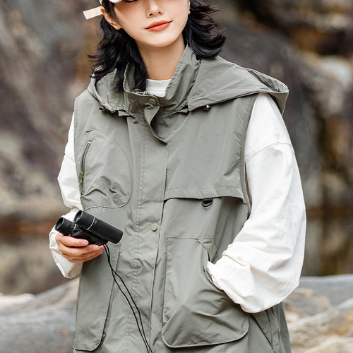 美式机能风多口袋工装马甲