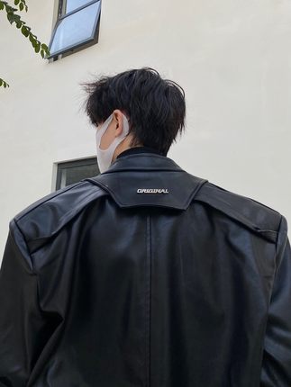美式高级感短款机车夹棉皮衣外套男金属设计痞帅显高气质加棉夹克