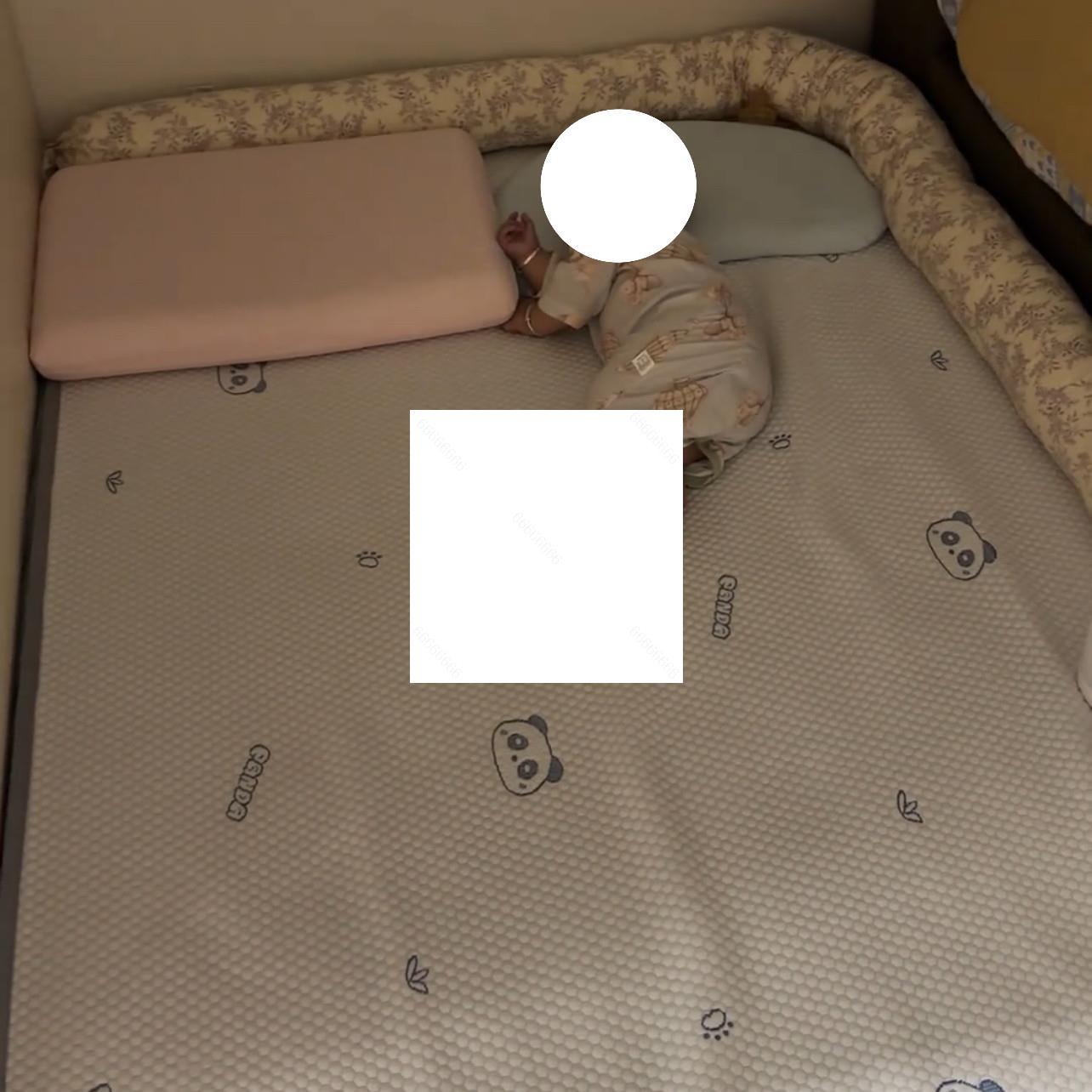 婴儿拼接床凉感床垫套卡通凉席熊猫图案可爱夏季儿童冰丝床笠