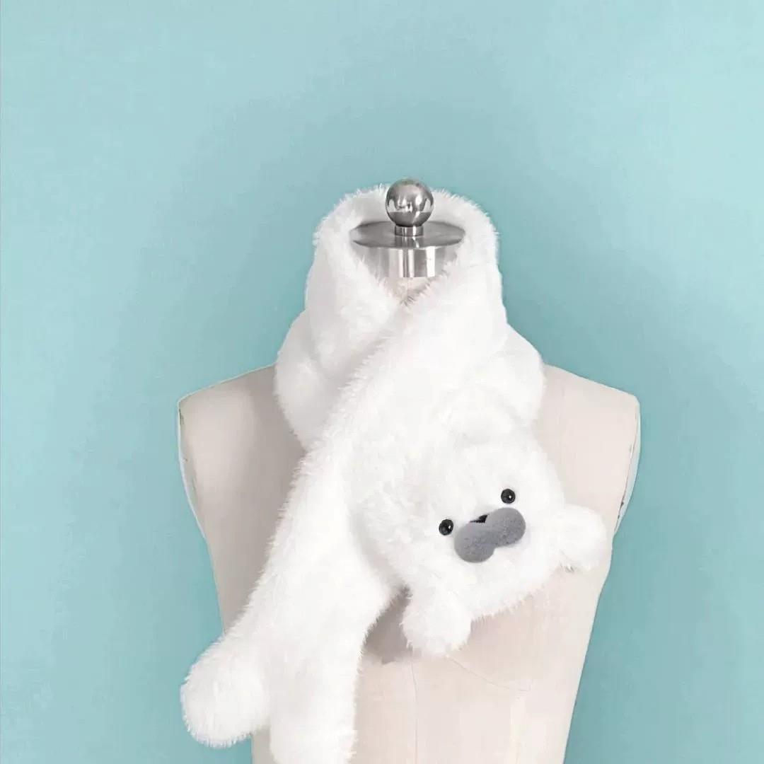 卡通小海豹围巾可爱过冬