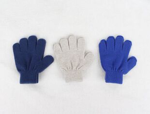 100%山羊绒 儿童五指羊绒手套 纯羊绒柔软舒适百搭   三双的价格
