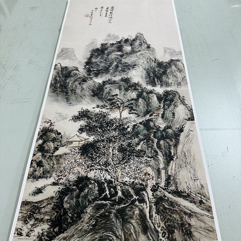 黄宾虹峨眉龙门峡图书画山水国画真迹高清微喷仿古挂轴装临摹饰画