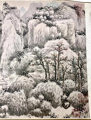 沈周 蜀山秦树图 山水国画 背景装饰 手卷装裱 纸本绢布 微喷复制