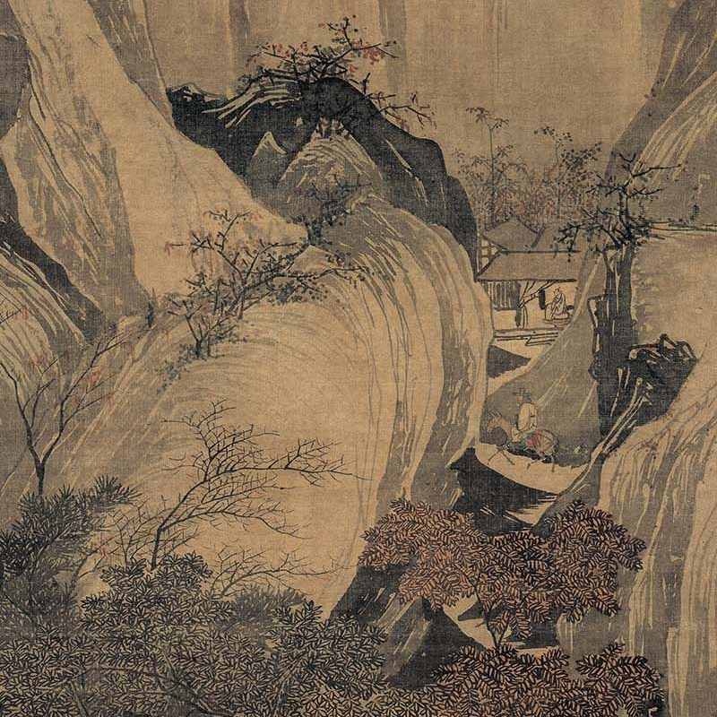 唐寅 骑驴归思图 山水人物 国画立轴 墙面装饰 艺术微喷 高清复制图片