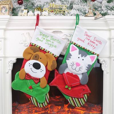 新款圣诞装饰品狗猫信封袜圣诞节挂饰挂件圣诞树装饰用品圣诞礼品