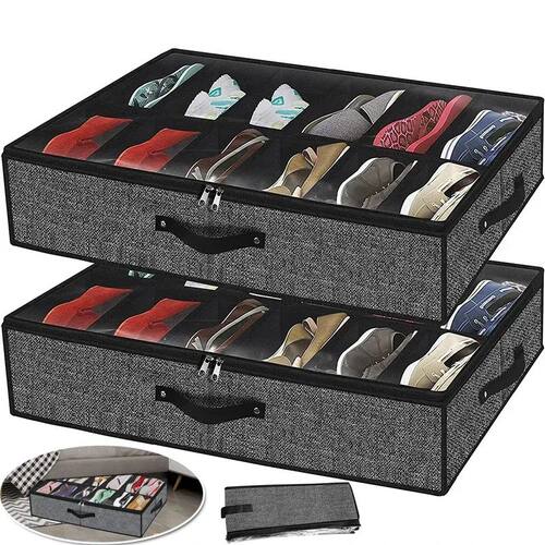 Under Bed Shoe Storage Organizer Fits 12 Pair Sneakers, Stur