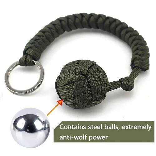 Outdoor Self-Defense Umbrella Rope,Monkey Fist Steel Ball, P