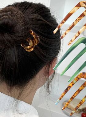 1pc Acetic Acid Hair Forks Three Teeth Hair Sticks U-Shape H