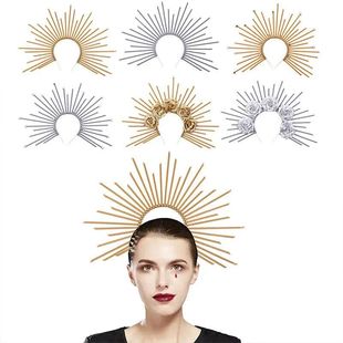 Gold Mary Crown Halo Headband Halloween Goddess Fancy Dress