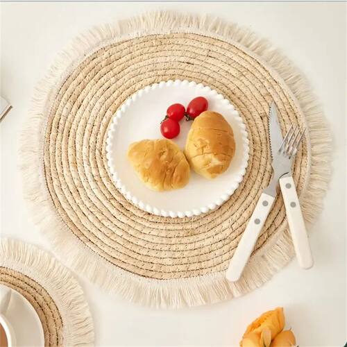 Corn Rope Placemat Tassel Style, Natural Material Woven Plac