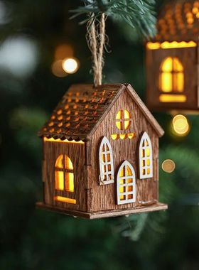 Christmas LED Light Wooden House Luminous Cabin Christmas De