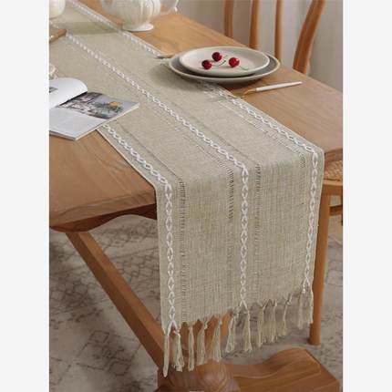 Rustic Table Runner Tassels Wedding Dining 新年桌旗沙龙桌布