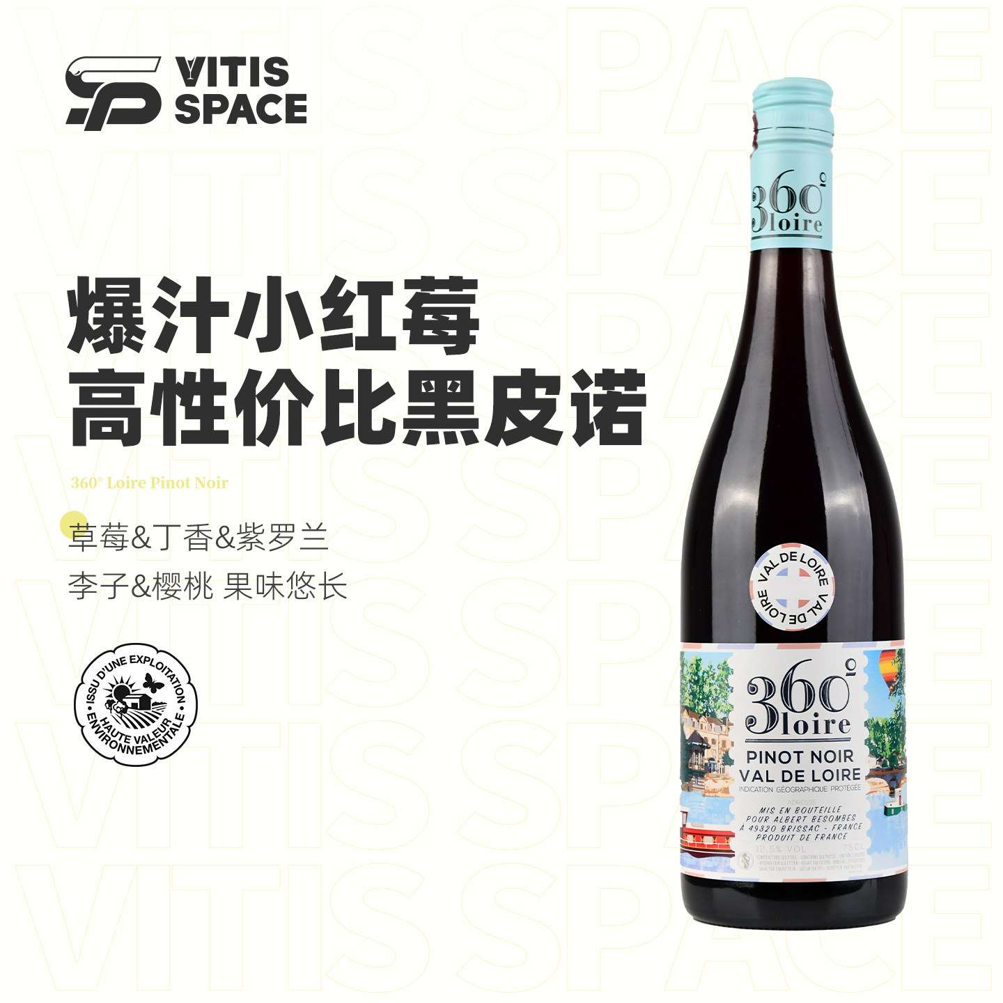 【爆汁小红莓】食葡 法国原瓶进口卢瓦尔假日黑皮诺干红葡萄酒