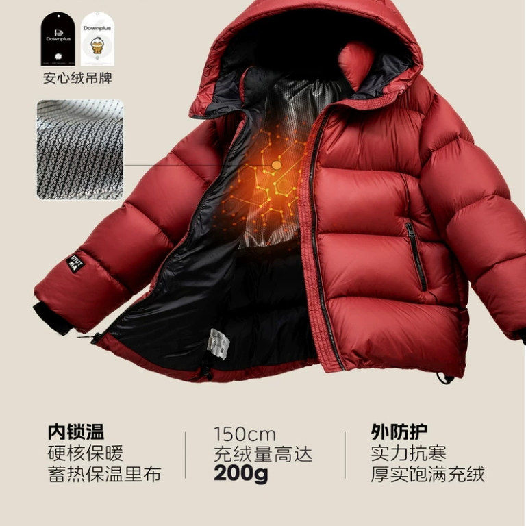 NEXT AINI童装男女童羽绒服加厚中大童儿童外套红色三防90白鸭绒