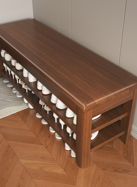 纯实木鞋架多层家用入户门口一体可坐换鞋凳楼道玄关室内收纳鞋柜