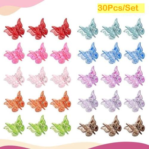 Glitter Mini Butterfly Hair Claw Clips, Sparkly Colorful Hai