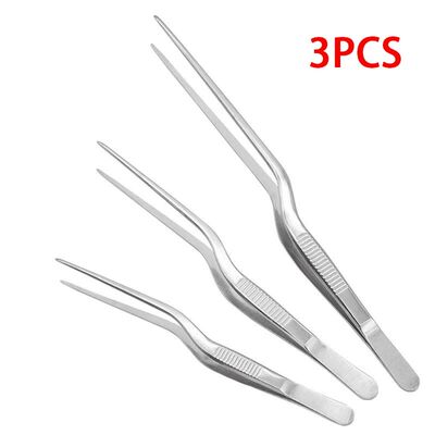 3/1Pcs Kitchen Tweezer Food Tongs BBQ Cooking Tool Stainless