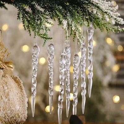 24pcs Crystal Clear Pendants Transparent Christmas Tree Hang