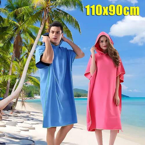 Surf Poncho Changing Towel Hooded Robe Microfiber Beach Blan