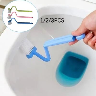 1/2/3PCS Curved Toilet Brush Long Handle Toilet Cleaning Bru
