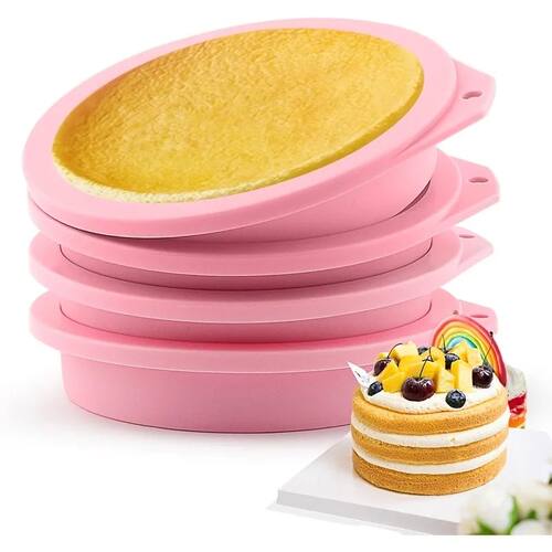 Multi-Size Silicone Cake Mold Set (4/6/8 Inch), Non-Stick Ro