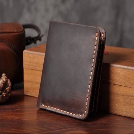 Handmade Vintage Crazy horse Genuine Leather Men Wallet Men