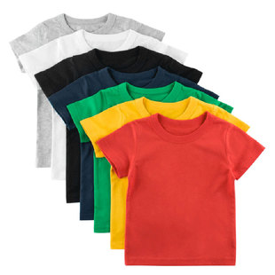 Kids Plain T Shirt ops for Child Boys Girls Baby Toddler Sol