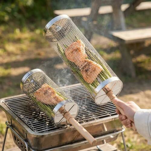 2Pcs Stainless Steel BBQ Grill Set, Camping Supplies & Equip