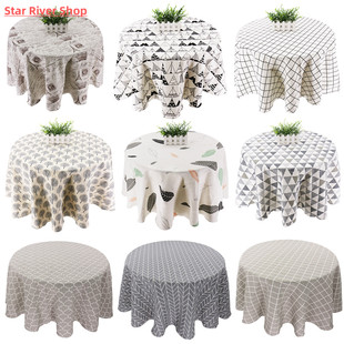 Japan Style Tablecloth Cotton Linen Round Table Cloth Nordic