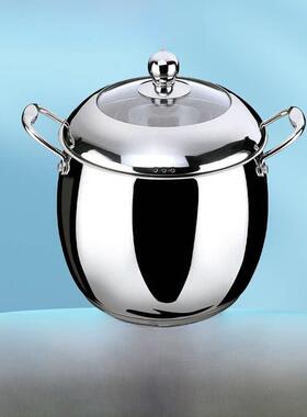 顺发304不锈钢高汤锅加高家用炖锅燃气明火电磁炉通用鼓型欧式16