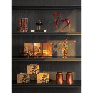 新中式风样板房售楼处茶室书架博古架禅宗摆件组合陈列室软摆