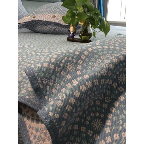 高品质提花粗布凉席三件套100%纯棉夏季床单特厚双层空调凉席