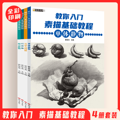 教你入门素描基础教程4本全套儿童素描石膏头像几何体静物临摹画册绘画书籍画画入门自学零基础自学零基础教程书素描书入门教材