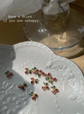 Monet Nail夏日小清新樱桃水果系列锆石精美美甲饰品