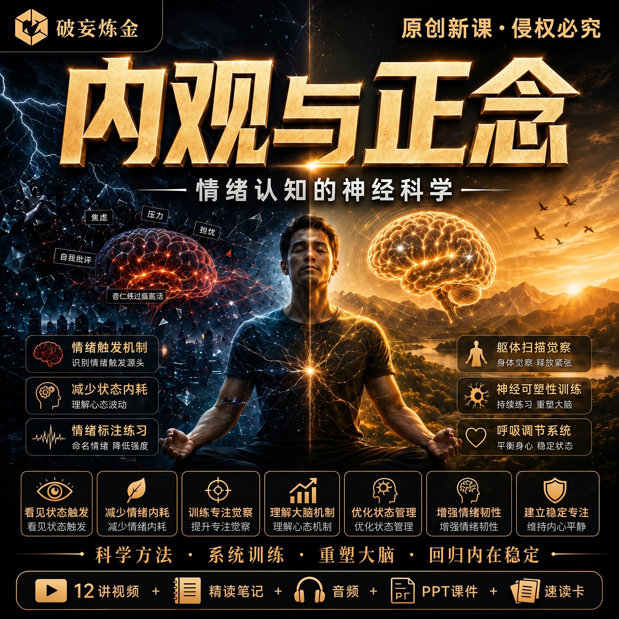 内观与正念心理学课程情绪察觉压力调节自我理解视频笔记资料