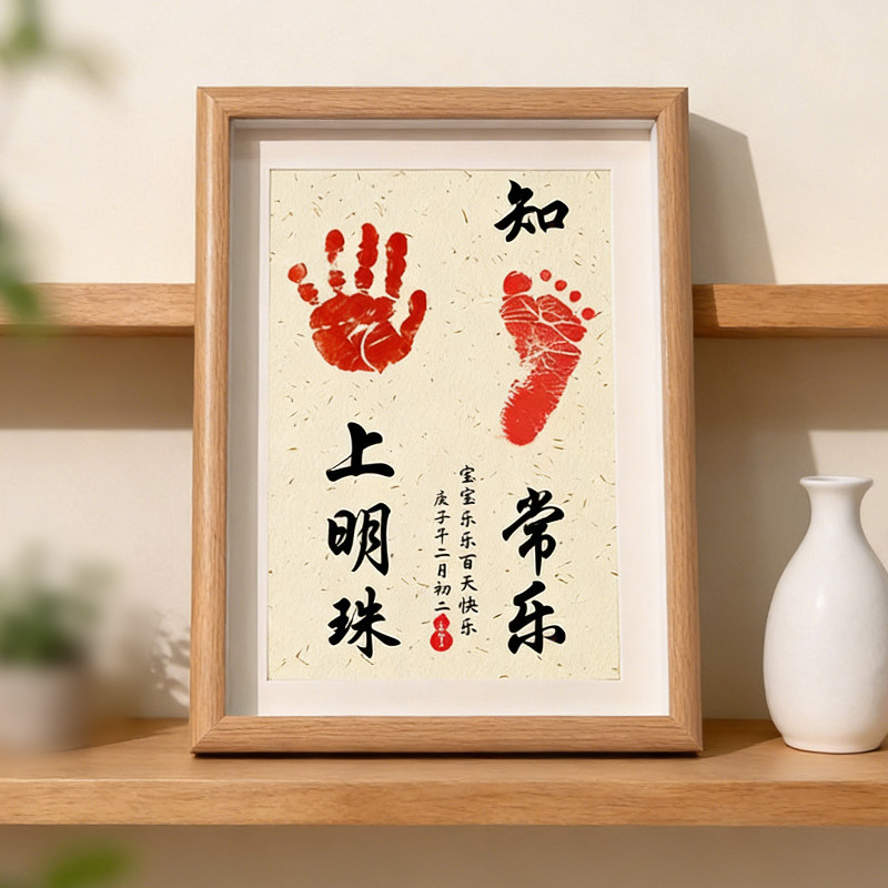 掌上明珠宝宝手足印纪念相框图片