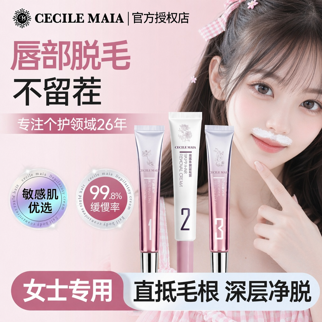 CM唇部脱毛膏脱唇毛去小胡子须面部汗毛漂胡剂女生学生专用脱毛