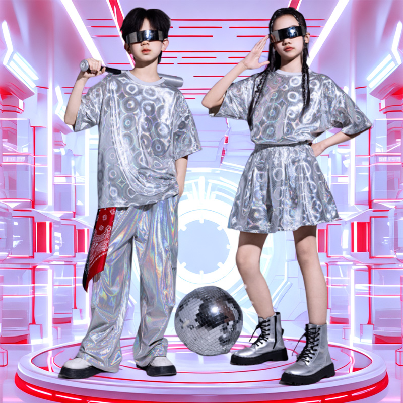 六一儿童ai科技演出服宇宙元素太空街舞机器人男女学生舞蹈表演服