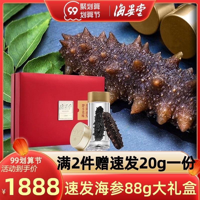 海晏堂大连速发海参礼盒88g30头辽刺参特级淡干海渗