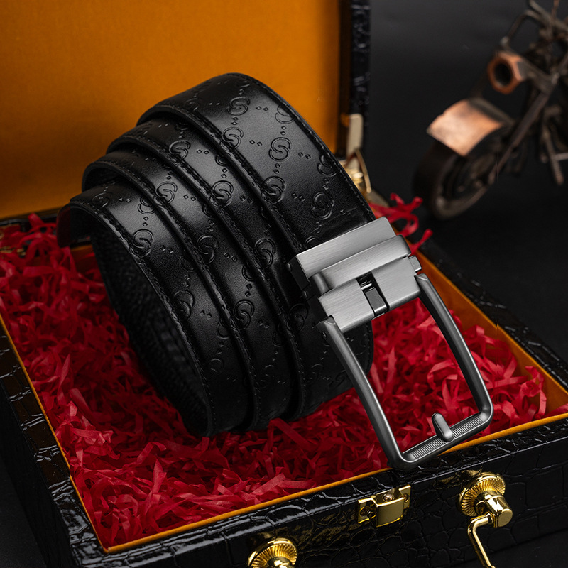 头层牛皮男士自动扣真皮腰带休闲商务简约百搭中青年裤腰带皮带男