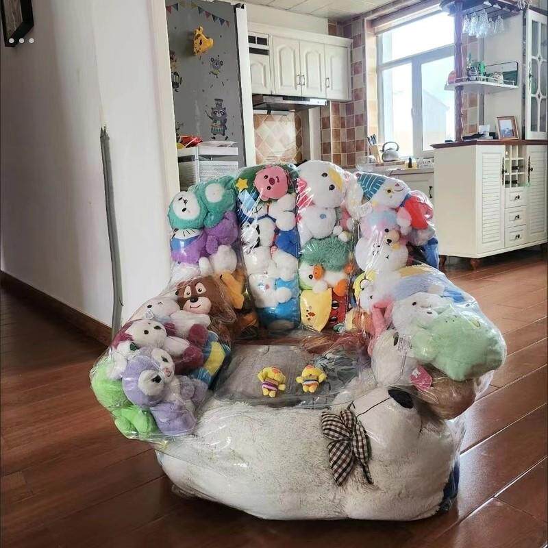 懒人充气透明沙发娃娃收纳装毛绒玩具的玩偶收纳沙发椅DIY塞娃娃