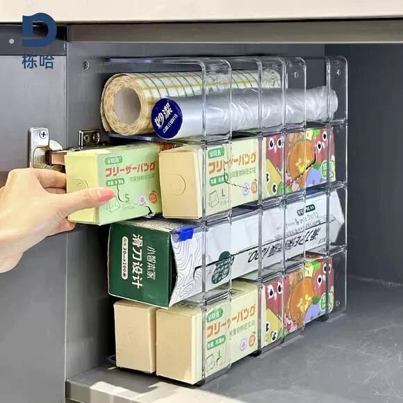 厨房收纳神器省空间多功能柜子分层架子整体橱柜保鲜膜袋收纳层架