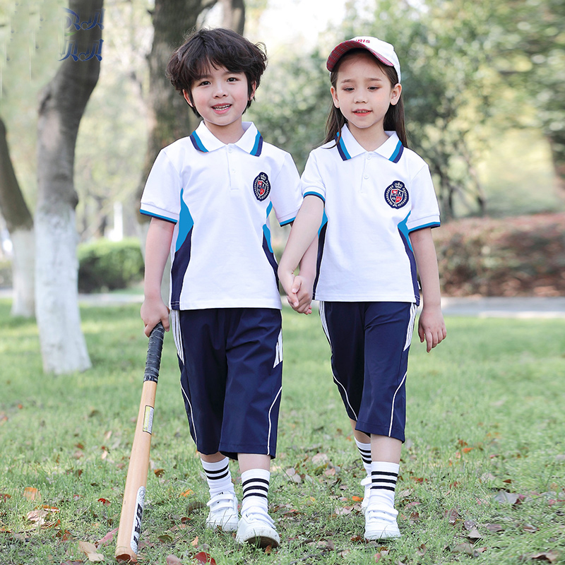 小学生校服夏装蓝色短袖运动班服