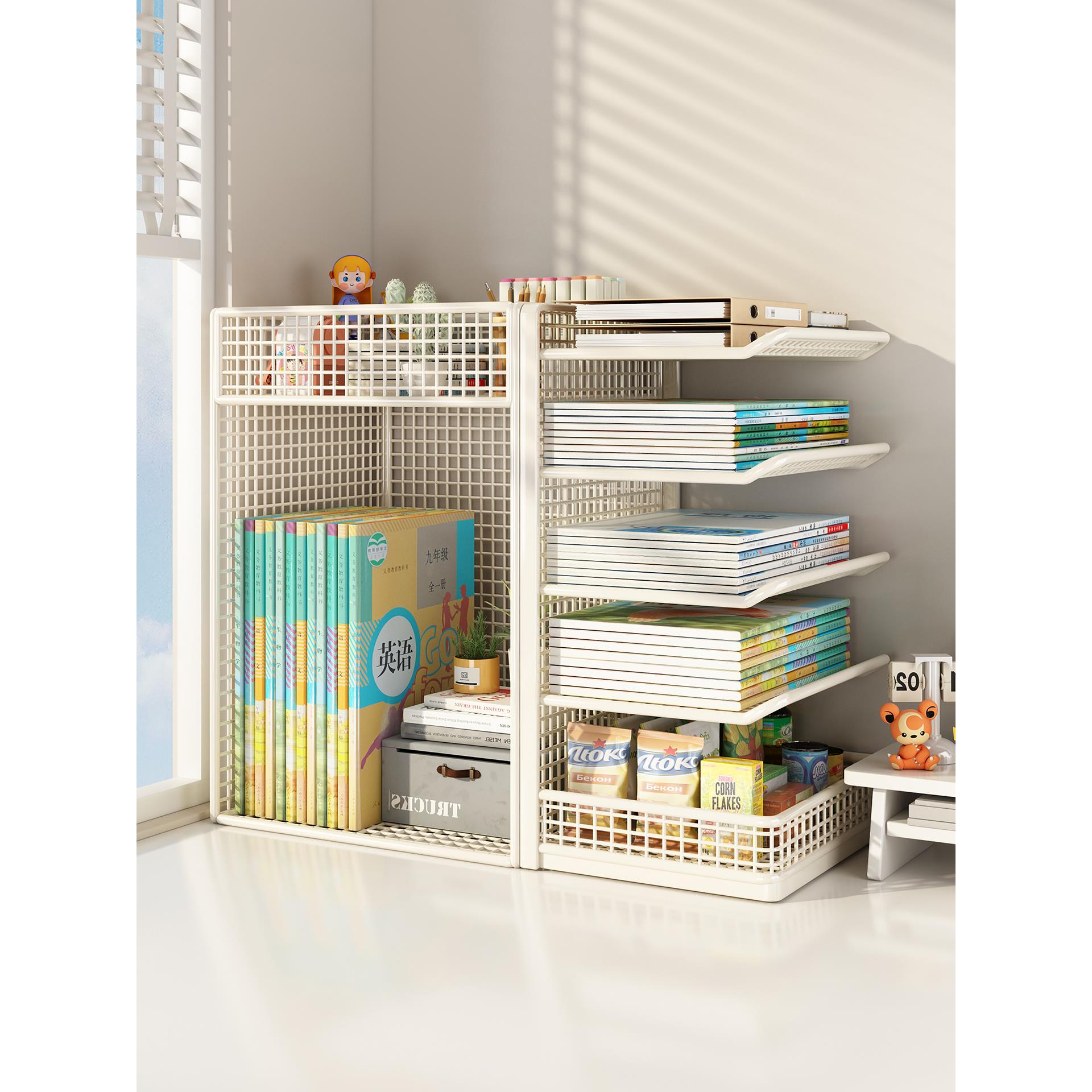 学科分类置物架桌面书架书桌书本收纳带轮可移动书立分层架